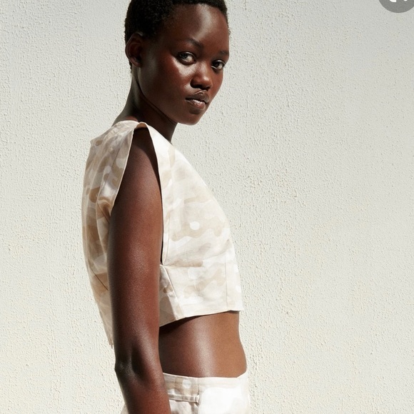 NEW ZARA LINEN CROPPED TOP - Picture 8 of 8